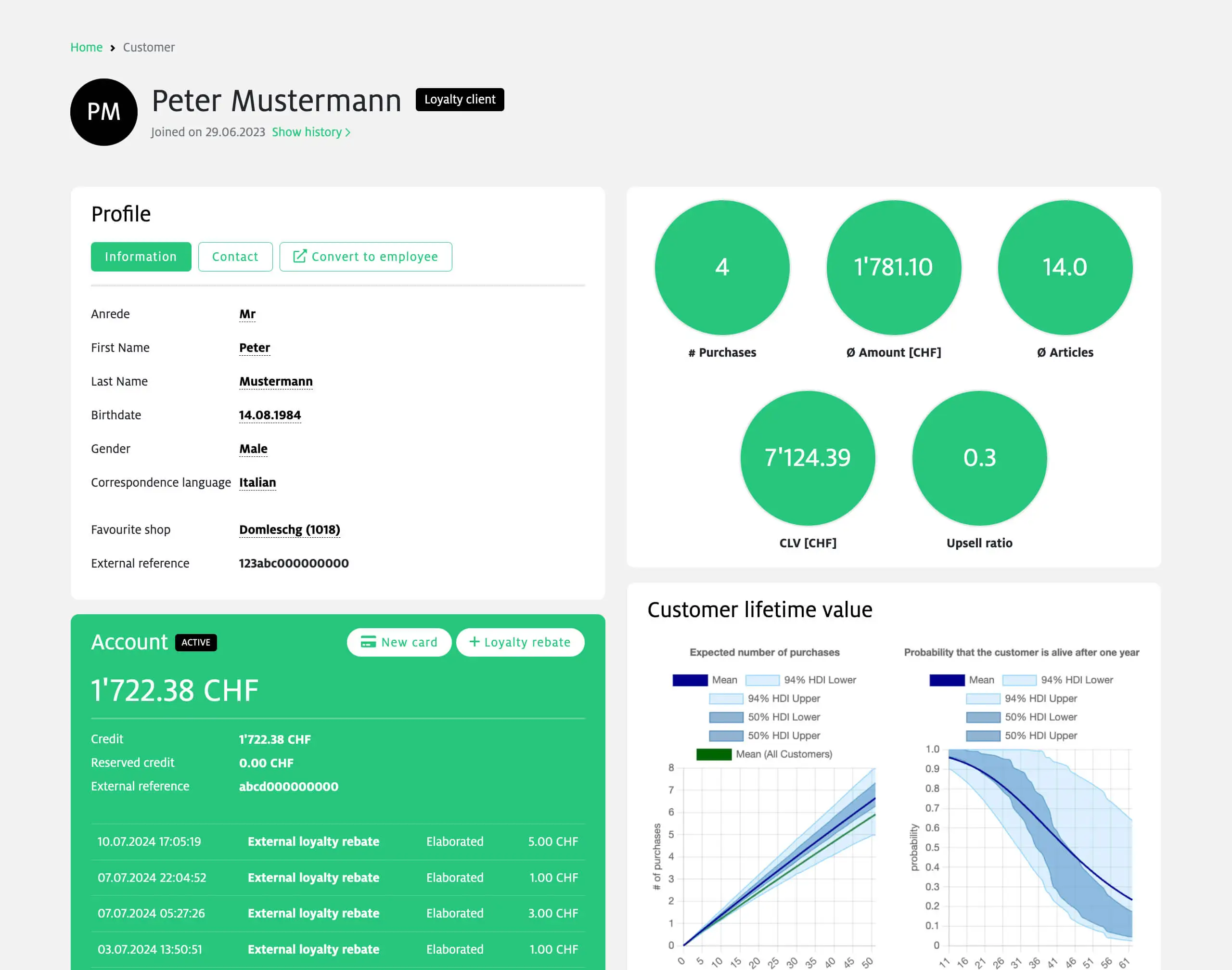 Steady Loyalty Kunden Dashboard